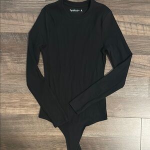 Abercrombie Ribbed Black Long Sleeve Bodysuit